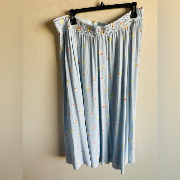 VTG Maxou Icy Blue Floral Maxi Womens Skirt Size 2X Cottagecore Coquette Boho - Picture 5 of 5